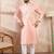 Men pink silk blend ethnic motifs embroidered straight kurta with trouser