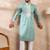 Men teal silk blend geometric embroidered straight kurta with trouser