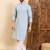 Mens blue viscose rayon solid embroidered ethnic straight chikankari kurta