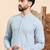 Mens blue viscose rayon solid embroidered ethnic straight chikankari kurta