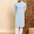 Mens blue viscose rayon solid embroidered ethnic straight chikankari kurta