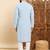 Mens blue viscose rayon solid embroidered ethnic straight chikankari kurta