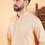 Men cream viscose rayon solid embroidered straight kurta