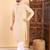 Men cream viscose rayon solid embroidered straight kurta