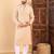 Men cream viscose rayon solid embroidered straight kurta