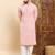 Mens peach viscose rayon solid embroidered ethnic straight chikankari kurta