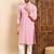 Mens pink viscose rayon solid embroidered ethnic straight chikankari kurta