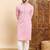 Mens pink viscose rayon solid embroidered ethnic straight chikankari kurta