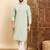Mens sea green viscose rayon solid embroidered ethnic straight chikankari kurta
