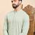 Mens sea green viscose rayon solid embroidered ethnic straight chikankari kurta