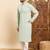 Mens sea green viscose rayon solid embroidered ethnic straight chikankari kurta