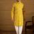 Men yellow viscose rayon solid embroidered straight kurta with trouser
