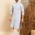 Mens blue viscose rayon solid embroidered ethnic straight chikankari kurta