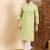 Mens green viscose rayon solid embroidered ethnic straight chikankari kurta