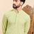 Mens green viscose rayon solid embroidered ethnic straight chikankari kurta