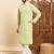 Mens green viscose rayon solid embroidered ethnic straight chikankari kurta