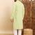 Mens green viscose rayon solid embroidered ethnic straight chikankari kurta