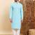 Mens turquoise blue viscose rayon solid embroidered ethnic straight chikankari kurta