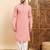 Mens peach viscose rayon solid embroidered ethnic straight chikankari kurta