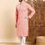 Mens peach viscose rayon solid embroidered ethnic straight chikankari kurta
