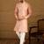 Men peach viscose rayon solid embroidered straight kurta with trouser