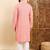 Mens peach viscose rayon solid embroidered ethnic straight chikankari kurta