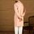 Men peach viscose rayon solid embroidered straight kurta with trouser
