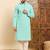 Mens sea green viscose rayon solid embroidered ethnic straight chikankari kurta