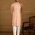 Men peach viscose rayon solid embroidered straight kurta with trouser