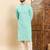 Mens sea green viscose rayon solid embroidered ethnic straight chikankari kurta