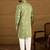 Men green viscose rayon solid embroidered straight kurta with trouser