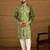 Men green viscose rayon solid embroidered straight kurta with trouser