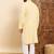 Mens yellow viscose rayon solid embroidered ethnic straight chikankari kurta