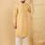 Men's yellow viscose rayon abstract embroidered straight chikankari kurta