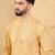 Men's yellow viscose rayon abstract embroidered straight chikankari kurta