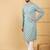 Men's sea green viscose rayon ethnic motifs embroidered straight chikankari kurta