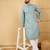 Men's sea green viscose rayon ethnic motifs embroidered straight chikankari kurta