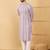 Men's white viscose rayon geometric embroidered straight chikankari kurta