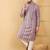 Men's white viscose rayon geometric embroidered straight chikankari kurta