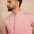 Men pink silk blend ombre embroidered straight kurta sets