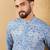 Men's blue viscose rayon geometric embroidered straight chikankari kurta