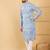 Men's blue viscose rayon geometric embroidered straight chikankari kurta