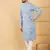 Men's blue viscose rayon geometric embroidered straight chikankari kurta