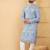 Men's blue viscose rayon geometric embroidered straight chikankari kurta