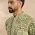 Men green viscose rayon batik embroidered straight kurta sets