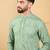 Men's green viscose rayon bandhani embroidered straight chikankari kurta