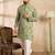 Men green viscose rayon batik embroidered straight kurta sets