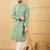 Men's green viscose rayon bandhani embroidered straight chikankari kurta
