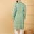 Men's green viscose rayon bandhani embroidered straight chikankari kurta