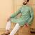 Men's green viscose rayon bandhani embroidered straight chikankari kurta